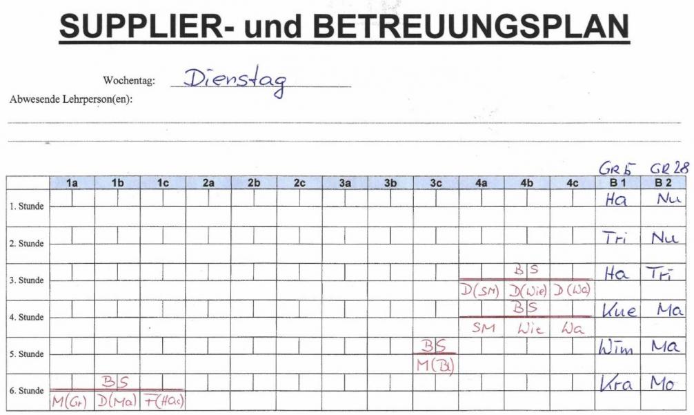 Betreuungsplan 2 Dienstag