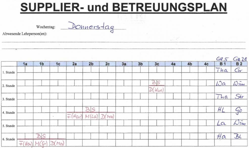 Betreuungsplan 2 Donnerstag