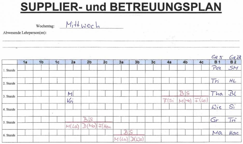 Betreuungsplan 2 Mittwoch