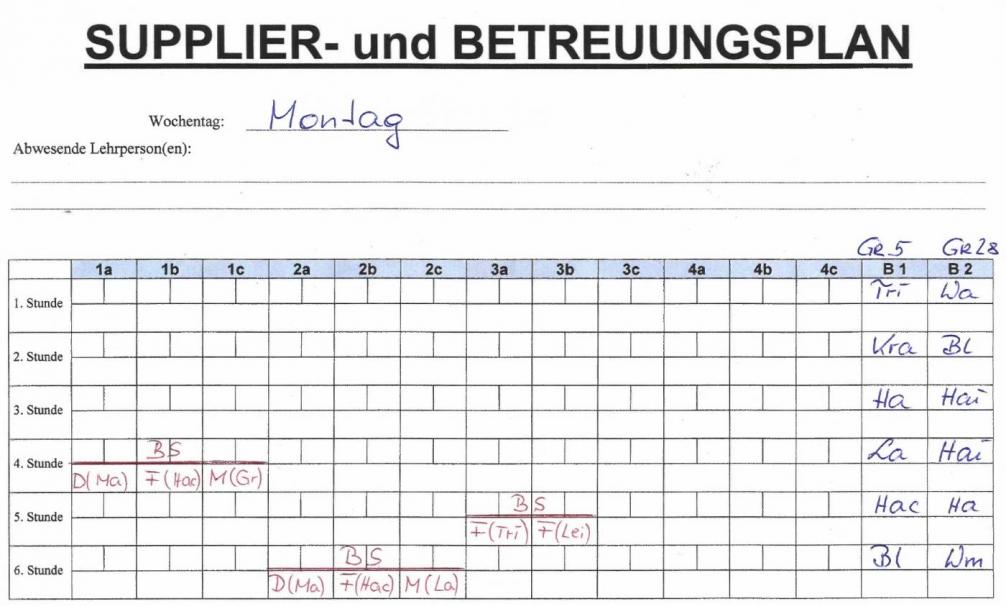 Betreuungsplan 2 Montag