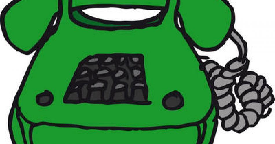 Sketchnote eines Tastenstandtelefones in grüner Farbe